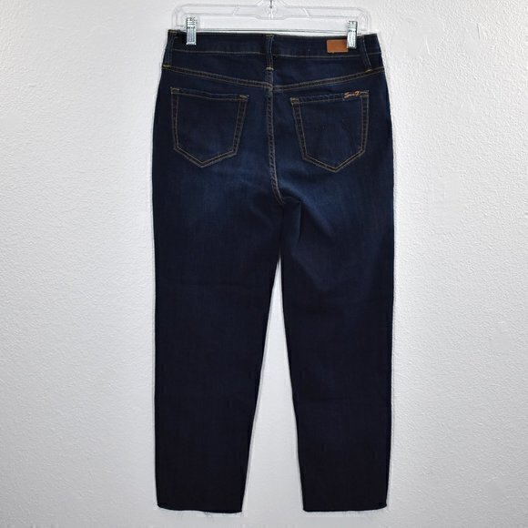 Seven 7 Tower Straight Crop Raw Ankle Blue Jeans Size 4 Excellent‎ Condition - Picture 2 of 8